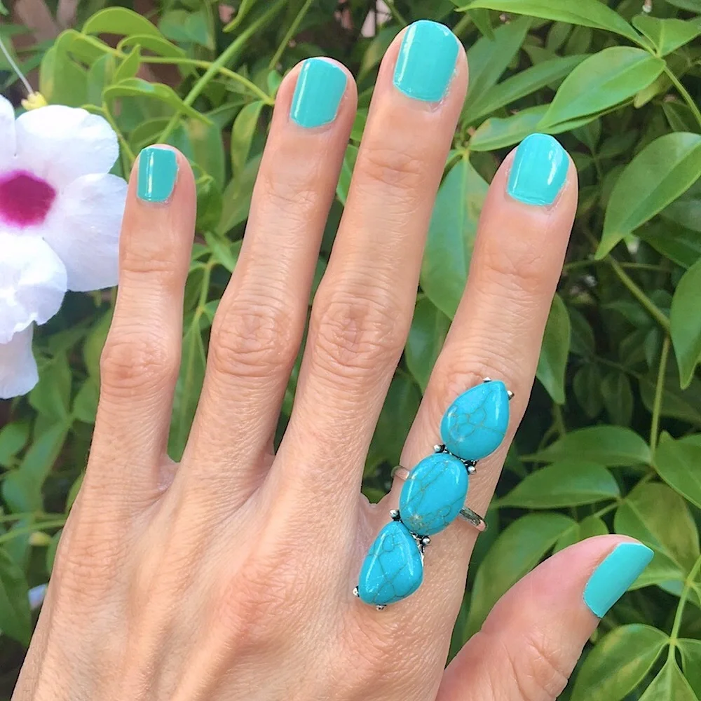 Turquoise + Silver Boho Statement Ring
